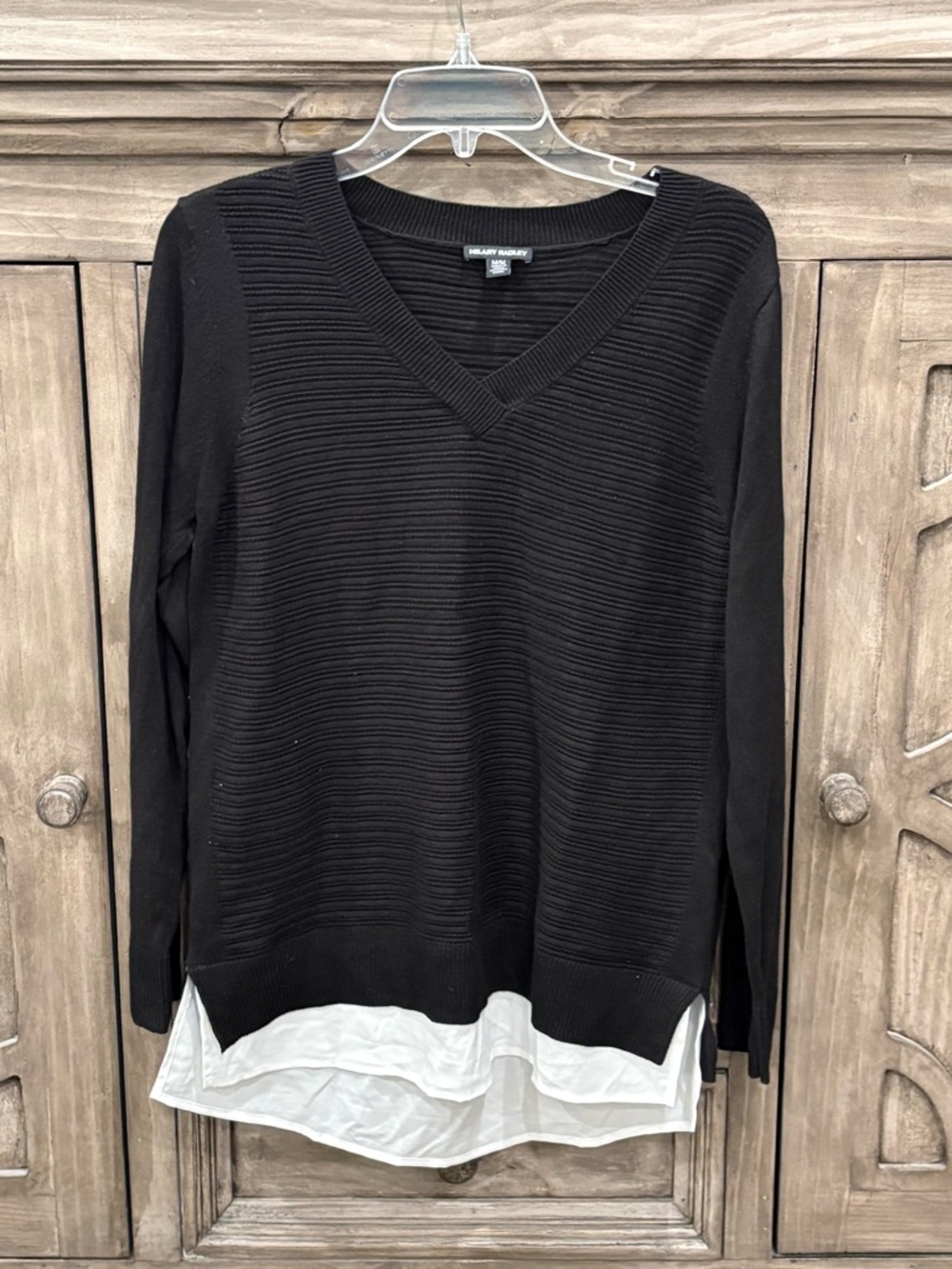 NWOT Women’s HILARY RADLEY Black & White Twofer Sweater Top (Medium)